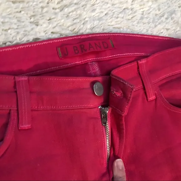 J BRAND Hewson Mid Rise Shock Pink Skinny Jeans