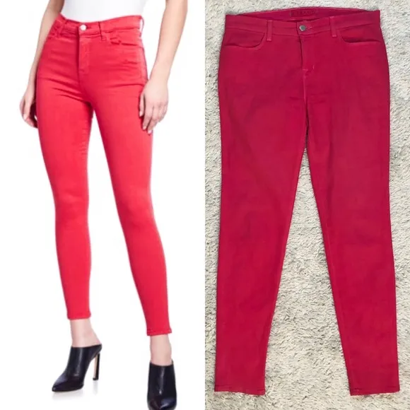 J BRAND Hewson Mid Rise Shock Pink Skinny Jeans