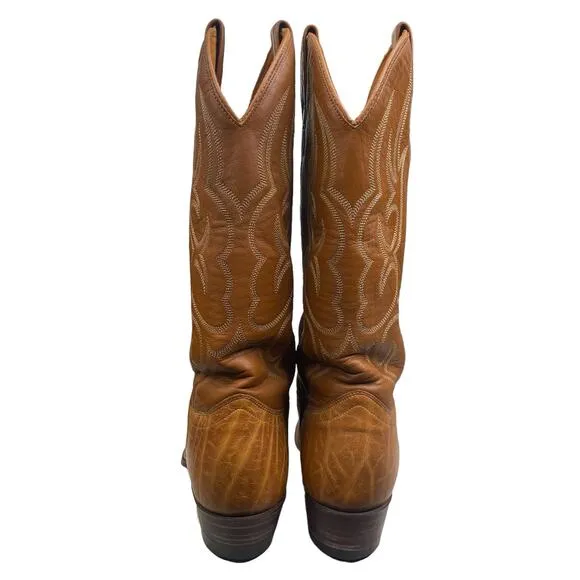 J. Chisholm Mens Brown Leather Western Cowboy Boot Size US 6.5 D