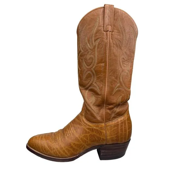 J. Chisholm Mens Brown Leather Western Cowboy Boot Size US 6.5 D