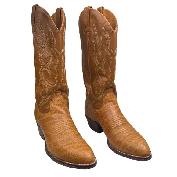 J. Chisholm Mens Brown Leather Western Cowboy Boot Size US 6.5 D