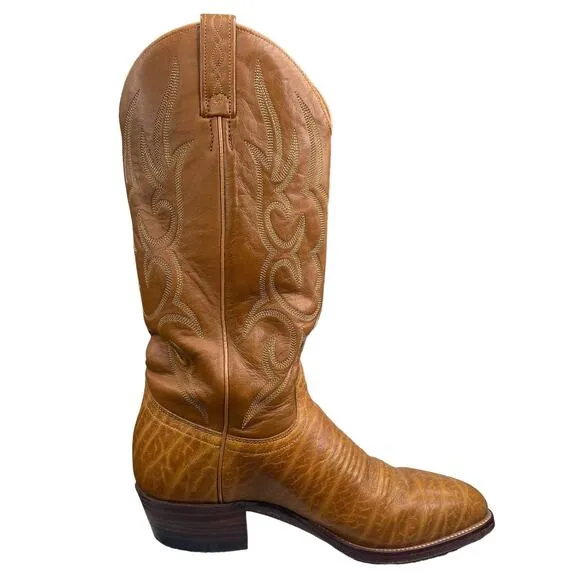 J. Chisholm Mens Brown Leather Western Cowboy Boot Size US 6.5 D