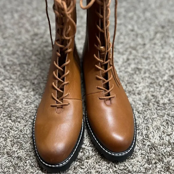 J Crew Gwen lug-sole leather lace-up tall shaft boots 10.5