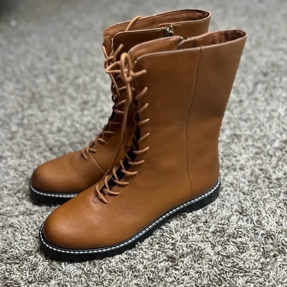 J Crew Gwen lug-sole leather lace-up tall shaft boots 10.5