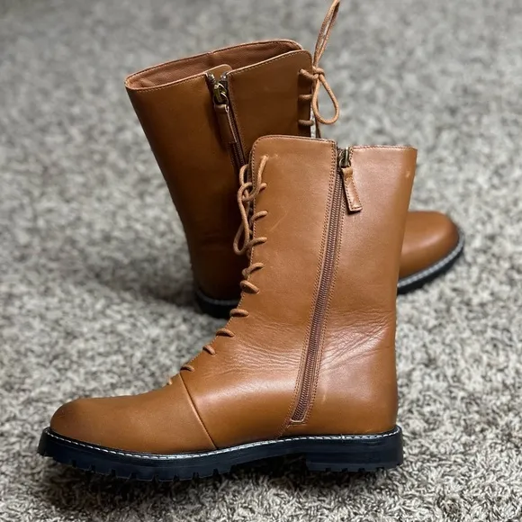 J Crew Gwen lug-sole leather lace-up tall shaft boots 10.5