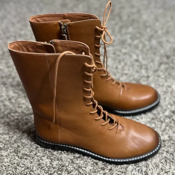 J Crew Gwen lug-sole leather lace-up tall shaft boots 10.5