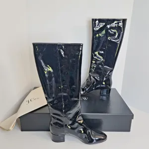 J. Crew Italian Black Patent Leather Boots Women's SZ 9 - #BM706 - New in Box!