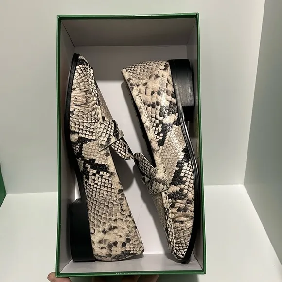 J. Crew Maison ruched loafers in snake-embossed Italian leather sz 9 New