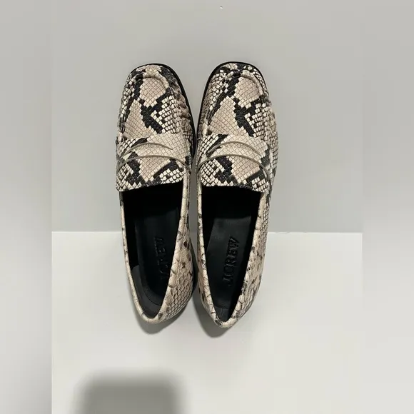 J. Crew Maison ruched loafers in snake-embossed Italian leather sz 9 New