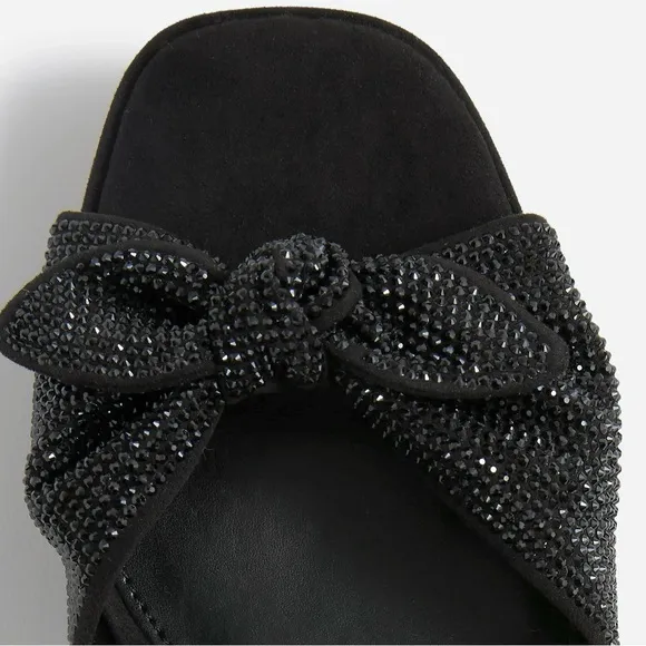 J. Crew Rhinestone Bow Platform Heels Glass Upper Rubber Sole with Flocking