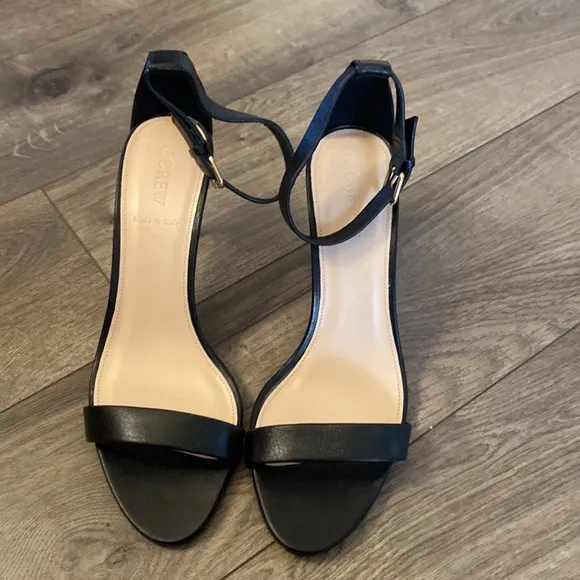 J. crew Riley Stiletto Heeled Black Sandals size 9 New