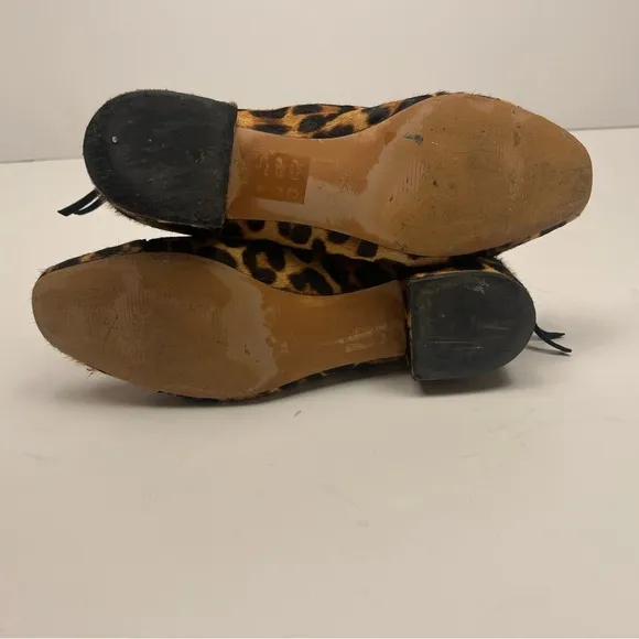 J Crew Roxie Captoe Leopard Print Ankle Boots Calfhair women’s size 7.5