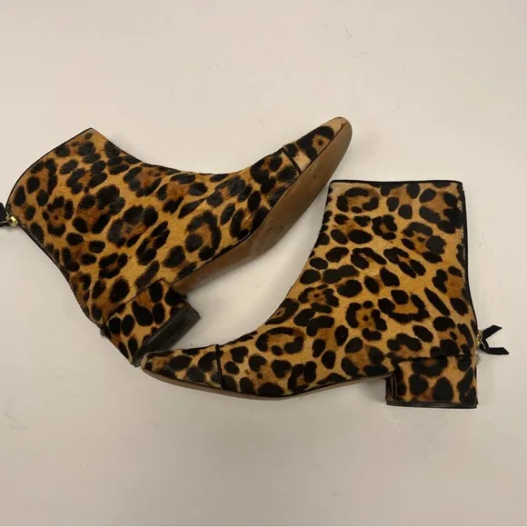 J Crew Roxie Captoe Leopard Print Ankle Boots Calfhair women’s size 7.5