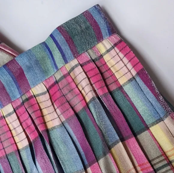 J. Crew Shimmering Plaid Pleated Midi Skirt Size 2 NEW NWT