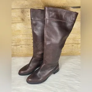 J. Jill Brown Leather Block Heel Pull On Riding Tall Boots SIZE 7