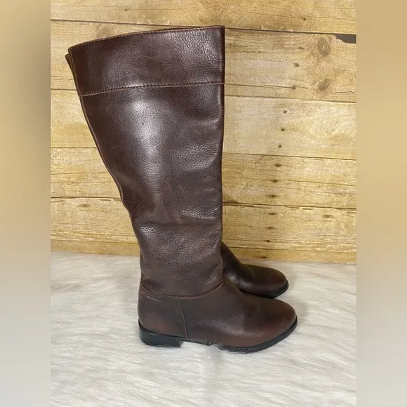 J. Jill Brown Leather Block Heel Pull On Riding Tall Boots SIZE 7