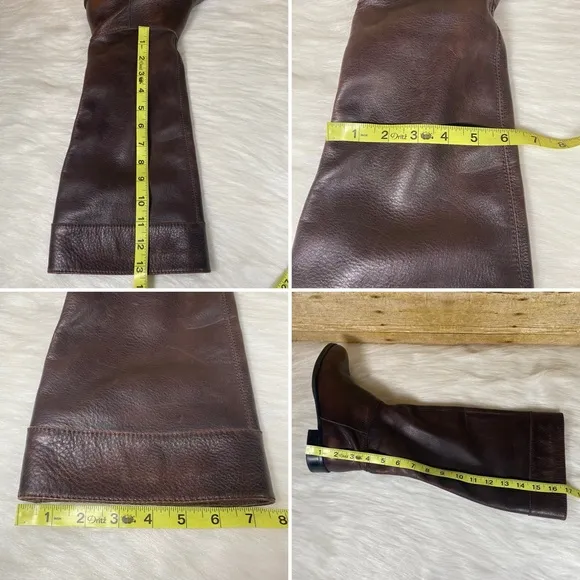 J. Jill Brown Leather Block Heel Pull On Riding Tall Boots SIZE 7