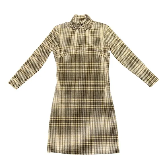 J. McLaughlin Long Sleeve Houndstooth Mock Neck Casual Sweater Dress Size XS NEW