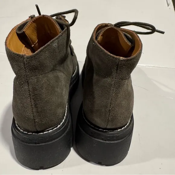 J Slide Leather Suede Lug Sole Lace Up Boot Size 7.5