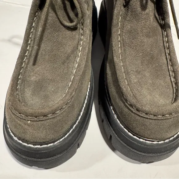J Slide Leather Suede Lug Sole Lace Up Boot Size 7.5