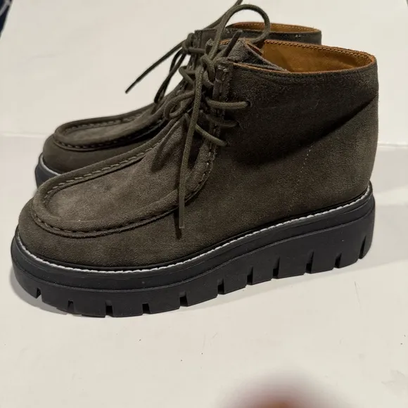 J Slide Leather Suede Lug Sole Lace Up Boot Size 7.5