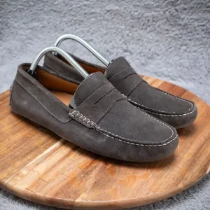 Jack Erwin Parker Diving Loafer Leather Grey Suede Men’s Sz 8D Moccasin Comfort