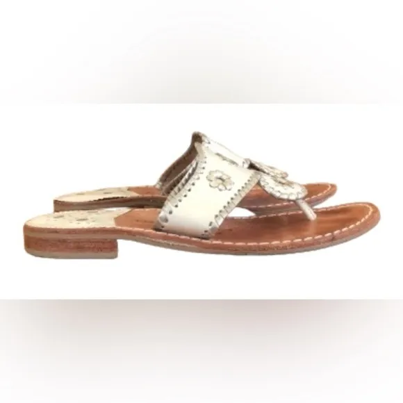 Jack Rogers Navajo Sandals white and metallic silver SZ 6