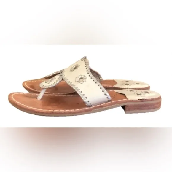 Jack Rogers Navajo Sandals white and metallic silver SZ 6