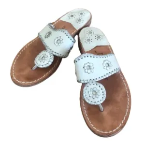 Jack Rogers Navajo Sandals white and metallic silver SZ 6