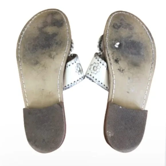 Jack Rogers Navajo Sandals white and metallic silver SZ 6