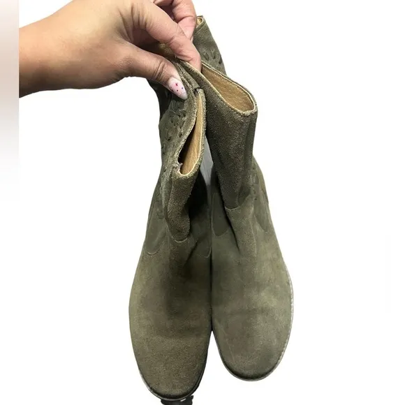 Jack Rogers Olive Green Suede Kaitlin Ankle Boots Size 6.5