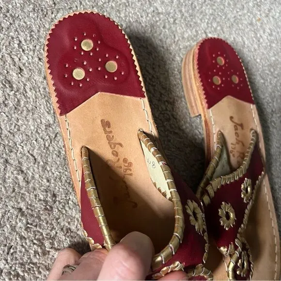 Jack Rogers Maroon Gold Sandals