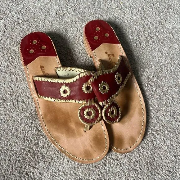 Jack Rogers Maroon Gold Sandals