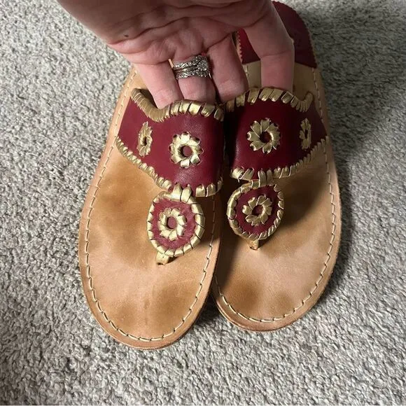 Jack Rogers Maroon Gold Sandals
