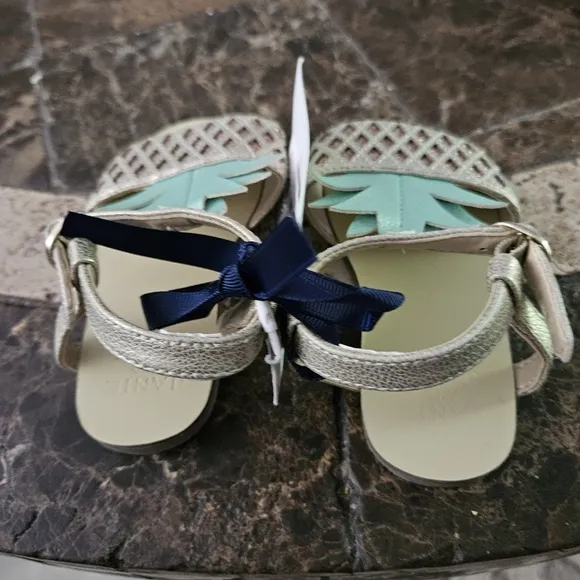 Janie and Jack Green and gold pineapple Sandals Sz 6 NWT
