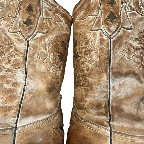 J.B. Dillon Reserve Distressed Leather Western Boots, Sz 7.5