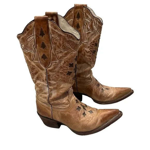 J.B. Dillon Reserve Distressed Leather Western Boots, Sz 7.5