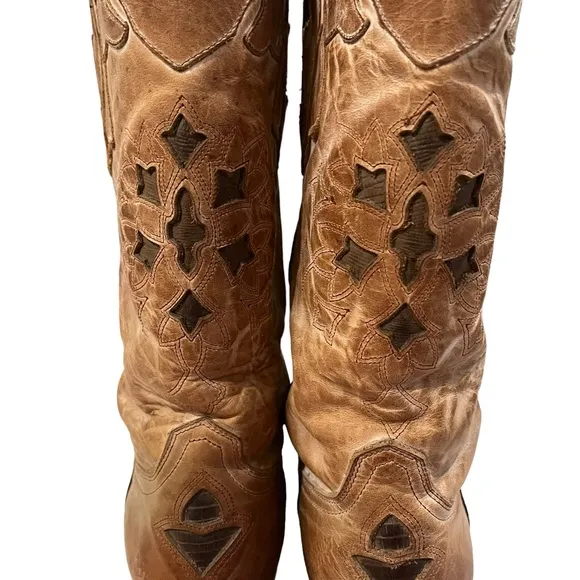 J.B. Dillon Reserve Distressed Leather Western Boots, Sz 7.5