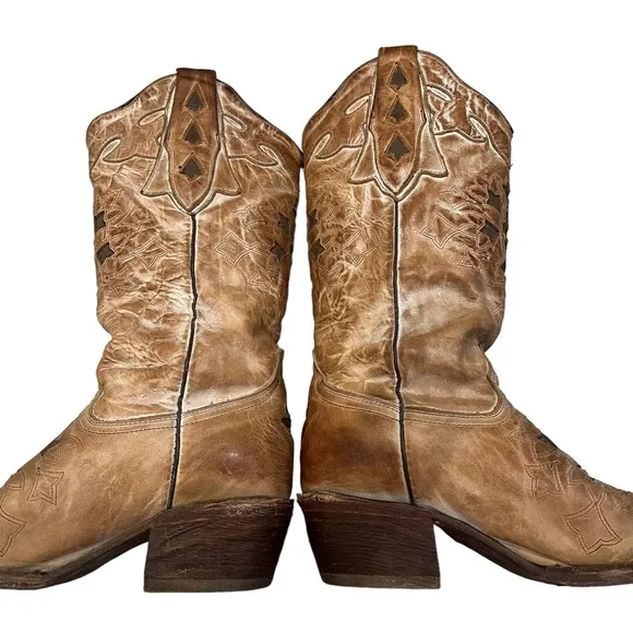 J.B. Dillon Reserve Distressed Leather Western Boots, Sz 7.5