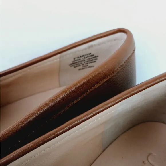 J.Crew SZ 8 Maison Ruched Loafers In Leather English Saddle NEW