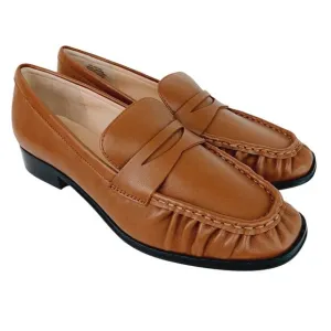 J.Crew SZ 8 Maison Ruched Loafers In Leather English Saddle NEW