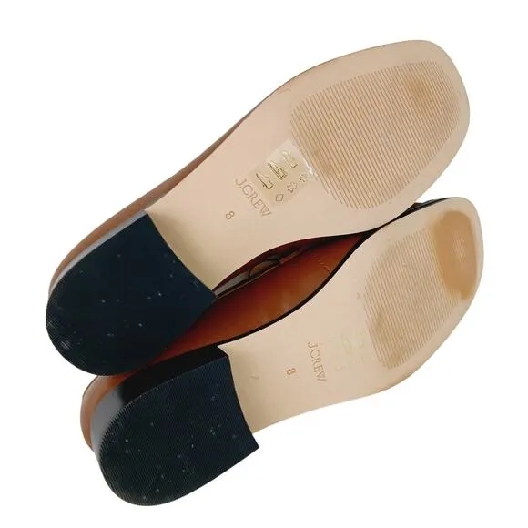 J.Crew SZ 8 Maison Ruched Loafers In Leather English Saddle NEW