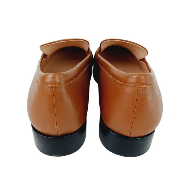 J.Crew SZ 8 Maison Ruched Loafers In Leather English Saddle NEW