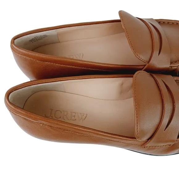 J.Crew SZ 8 Maison Ruched Loafers In Leather English Saddle NEW