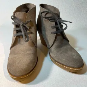 J.Crew MacAlister Tan Brown Suede Wedge Ankle Boots Womens Size 7 Lace up