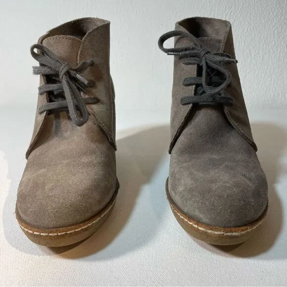 J.Crew MacAlister Tan Brown Suede Wedge Ankle Boots Womens Size 7 Lace up