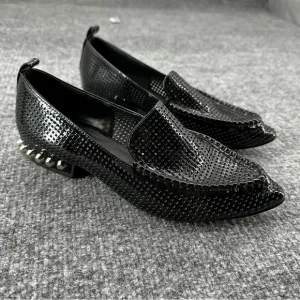Jeffrey‎ Campbell Barnett Black Studded Loafers Womens Size 8 M Perforated