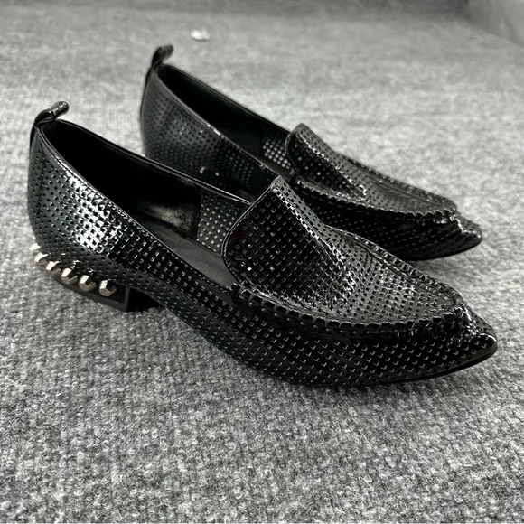 Jeffrey‎ Campbell Barnett Black Studded Loafers Womens Size 8 M Perforated
