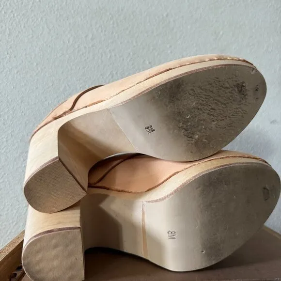 Jeffrey Campbell Clog Wood Platform Suede Nubuck Beige Clogs Womens shoes