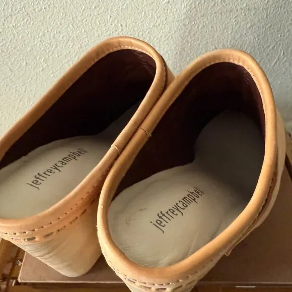 Jeffrey Campbell Clog Wood Platform Suede Nubuck Beige Clogs Womens shoes